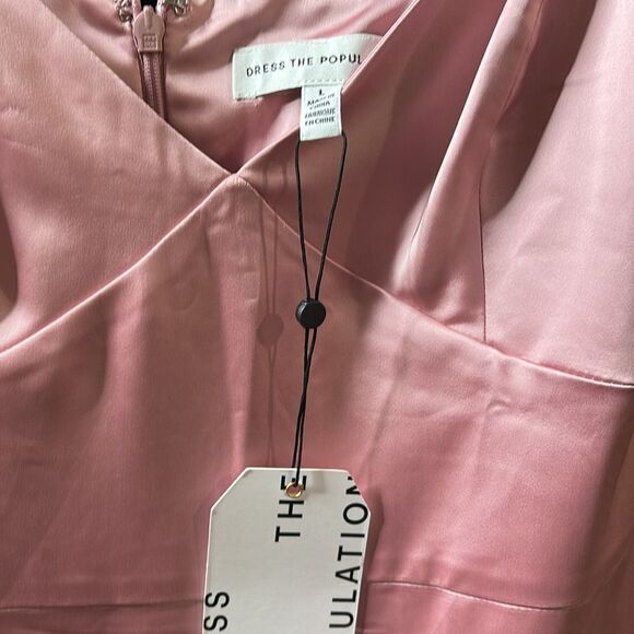 Dress the Population Tess Tiered Satin Gown Rose Canyon NWT $288 - Picture 5 of 5